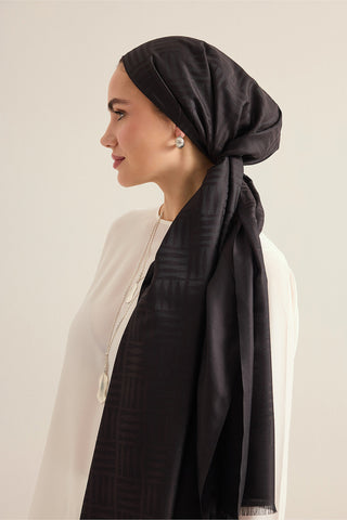 İman Kare Siyah İpek Şal 70x210