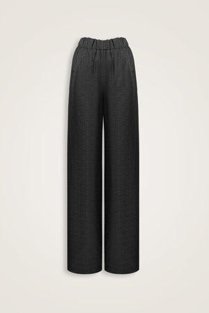 Iman Kare Black Jacquard Silk Trousers