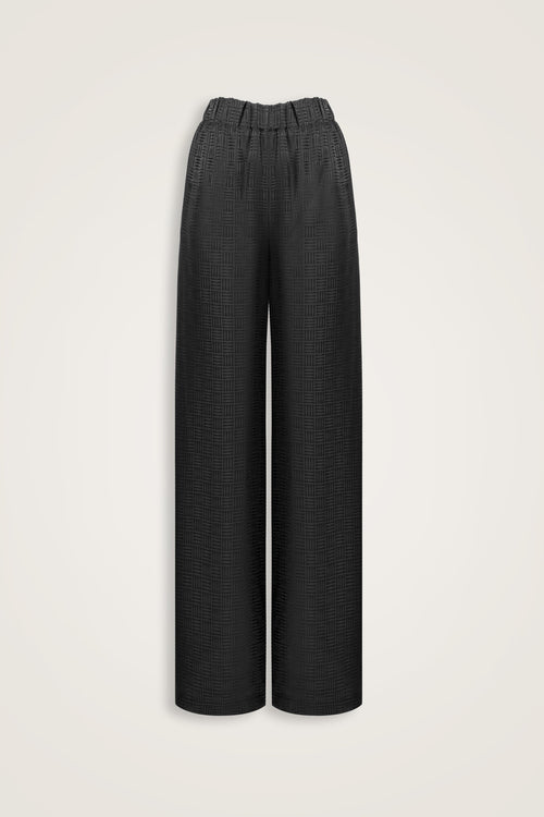 Iman Kare Black Jacquard Silk Trousers