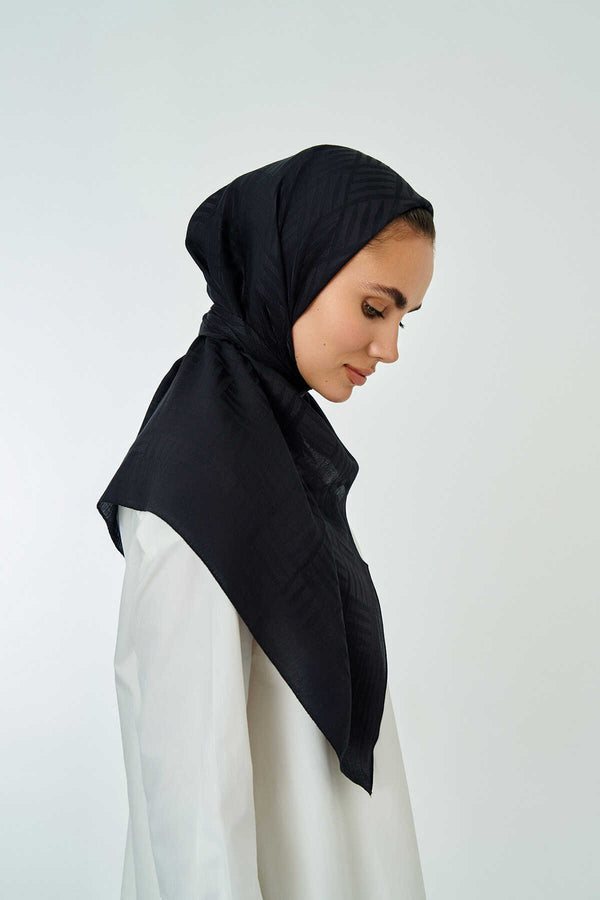 Iman Square Naia Cotton Scarf Black