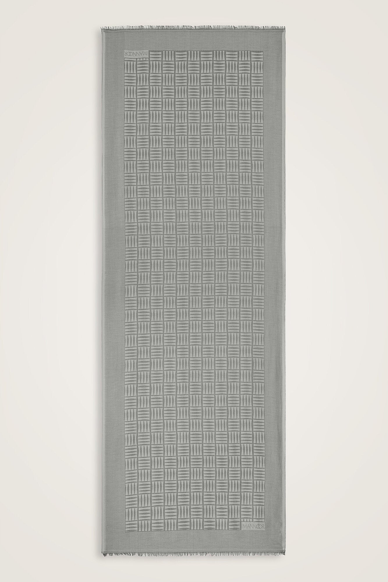 Iman Kare Gri İpek Şal 70x210