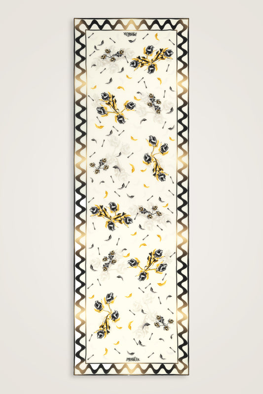 İman'ın Gülü Krem Krep İpek Kimono Şalı 70x210