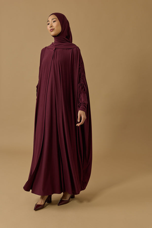 Aşka Yolculuk Bordo Penye Abaya