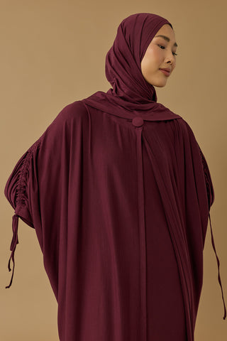 Aşka Yolculuk Bordo Penye Abaya