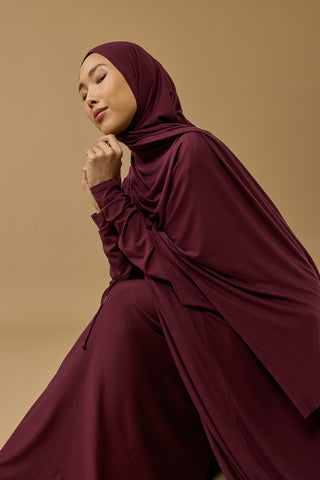 Aşka Yolculuk Bordo Penye Abaya