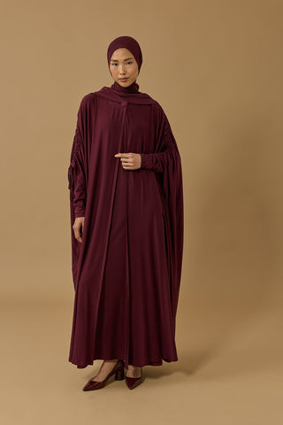 Aşka Yolculuk Bordo Penye Abaya