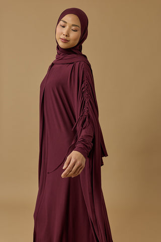 Aşka Yolculuk Bordo Penye Abaya