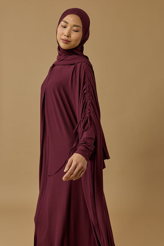 Aşka Yolculuk Bordo Penye Abaya