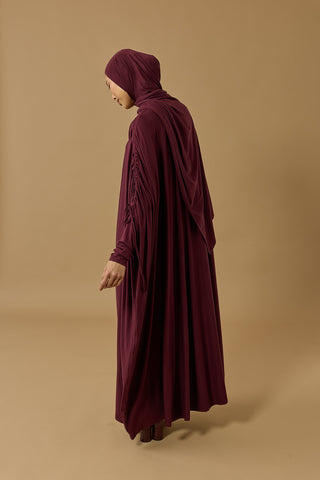Aşka Yolculuk Bordo Penye Abaya
