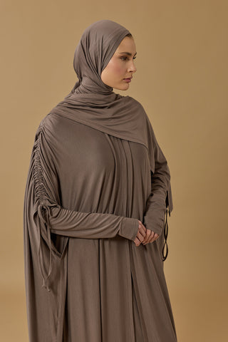 Aşka Yolculuk Koyu Gri Penye Abaya