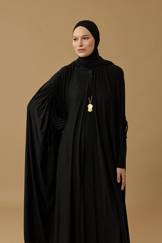 Aşka Yolculuk Siyah Penye Abaya