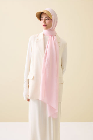 Dama Desen Açık Pembe Naia Pamuk Şal 70x200