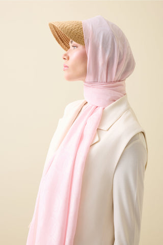 Dama Desen Açık Pembe Naia Pamuk Şal 70x200