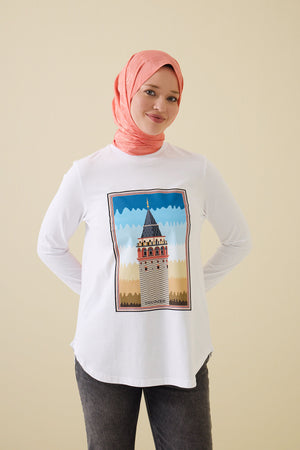 Galata Long Sleeve White T-Shirt