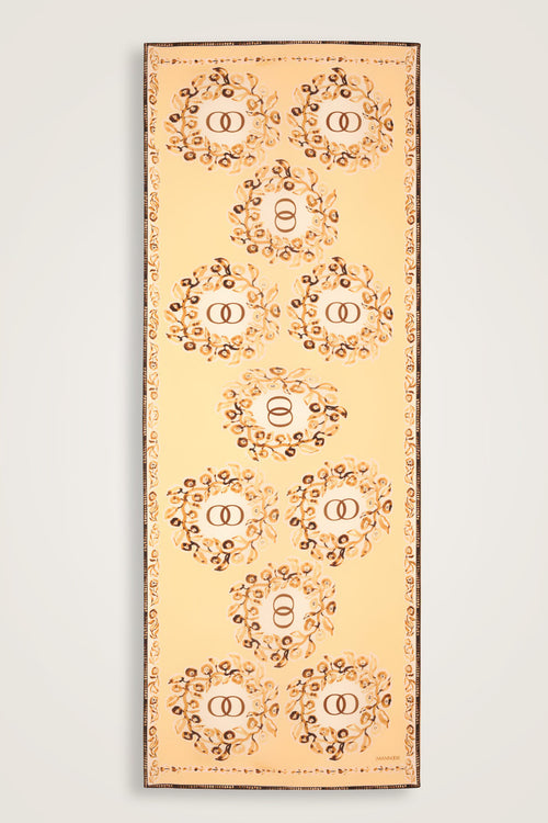 Rings Cream Crepe Silk Shawl