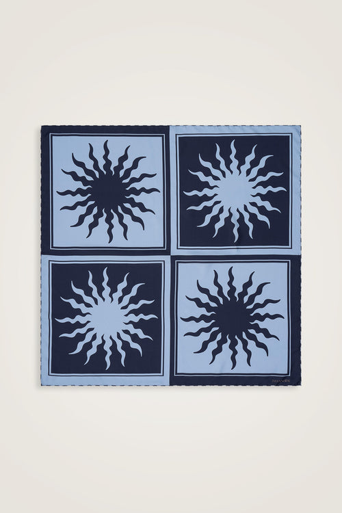 Sun Square Silk Scarf Indigo