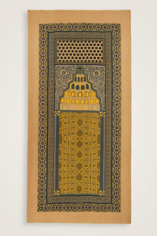 Mihrab Sarı Yün İpek Şal 100x200