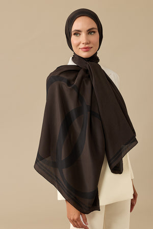 Noor Logo Brown Crepe Silk Shawl