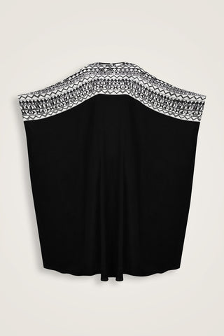 İmannoor x Rawdah Ahtapot Siyah-Beyaz Krep İpek Kaftan