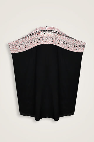 İmannoor x Rawdah Ahtapot Siyah-Pembe Krep İpek Kaftan