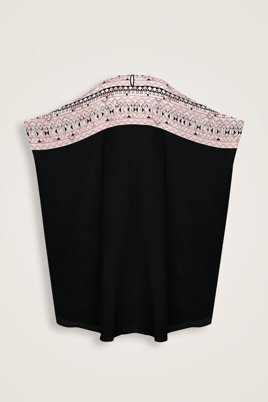 İmannoor x Rawdah Ahtapot Siyah-Pembe Krep İpek Kaftan