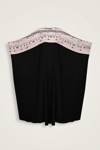 İmannoor x Rawdah Ahtapot Siyah-Pembe Krep İpek Kaftan