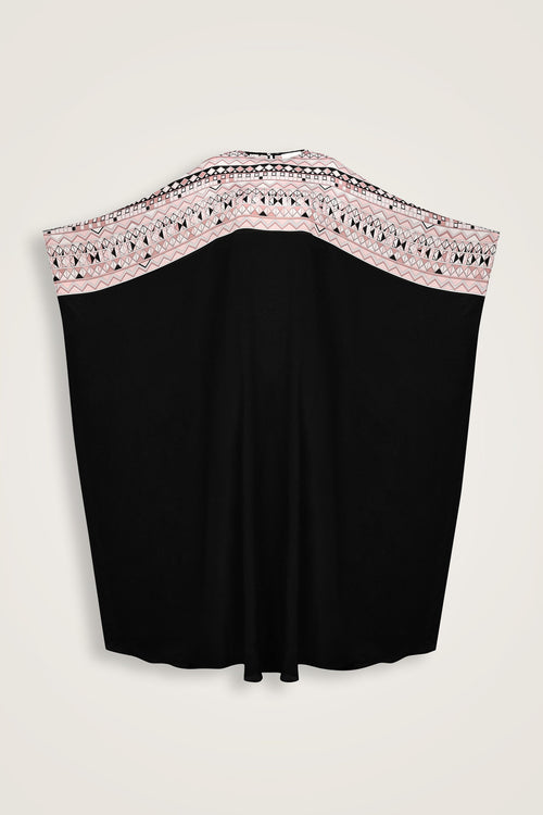 İmannoor x Rawdah Ahtapot Siyah-Pembe Krep İpek Kaftan