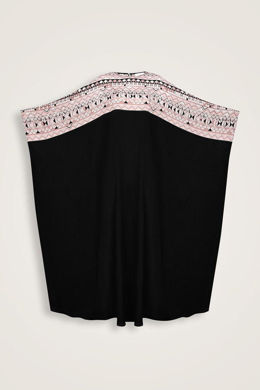 İmannoor x Rawdah Ahtapot Siyah-Pembe Krep İpek Kaftan