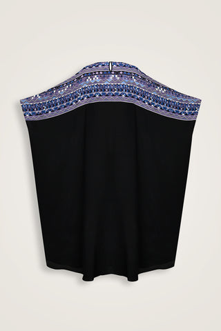 İmannoor x Rawdah Ahtapot Siyah-Saks Krep İpek Kaftan