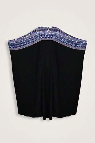 İmannoor x Rawdah Ahtapot Siyah-Saks Krep İpek Kaftan