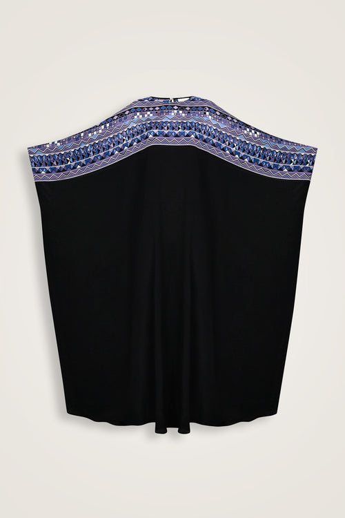 İmannoor x Rawdah Ahtapot Siyah-Saks Krep İpek Kaftan