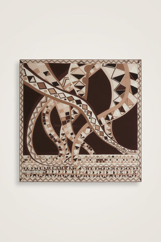 İmannoor x Rawdah Ahtapot Kahverengi İpek Büyük Eşarp 110x110