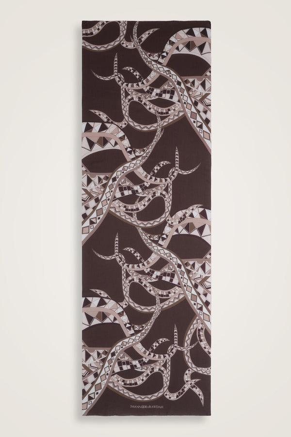 İmannoor x Rawdah Octopus Brown Floss Viscose Shawl 70x210