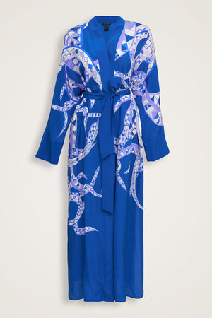 İmannoor x Rawdah Ahtapot Saks Krep İpek Kimono