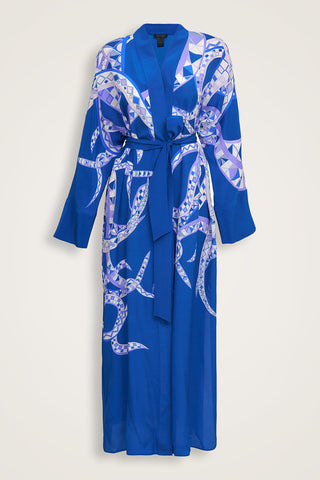 İmannoor x Rawdah Ahtapot Saks Krep İpek Kimono