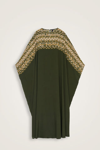 İmannoor x Rawdah Ahtapot Yeşil Krep İpek Kaftan