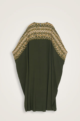 İmannoor x Rawdah Ahtapot Yeşil Krep İpek Kaftan
