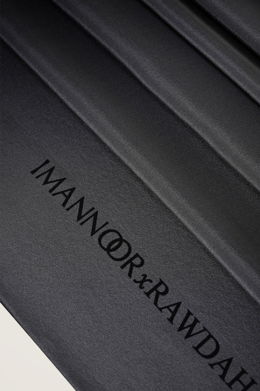 İmannoor x Rawdah Degrade Siyah Krep İpek Şal 70x210