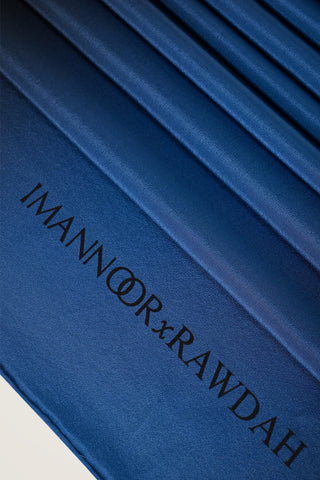 İmannoor x Rawdah Degrade Siyah-Mavi Krep İpek Şal 70x210