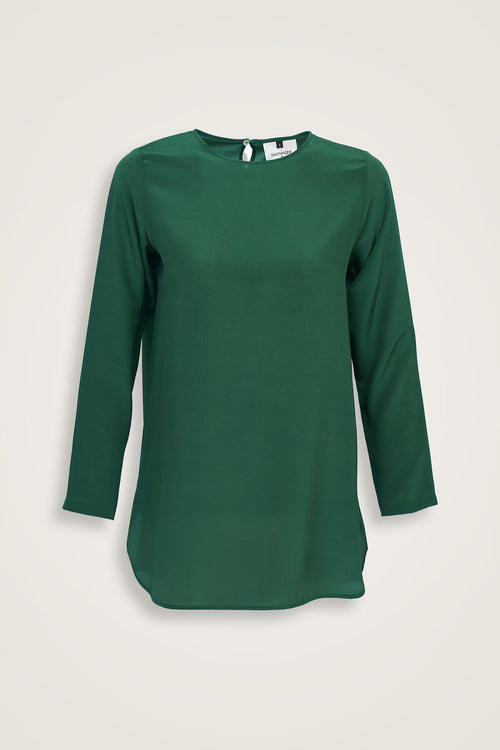 Imannoor x Rawdah Solid Color Çağla Crepe Silk Blouse