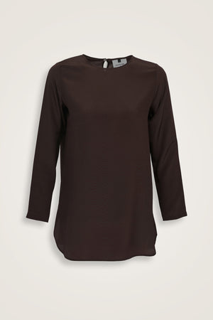 Imannoor x Rawdah Solid Color Coffee Crepe Silk Blouse
