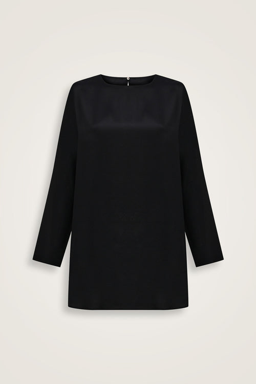 Imannoor x Rawdah Plain Color Black Silk Blouse