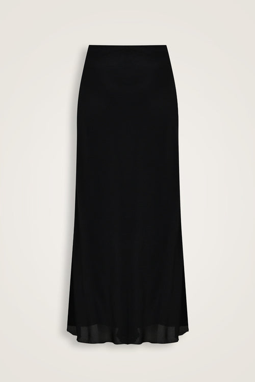 Imannoor x Rawdah Plain Color Black Silk Skirt