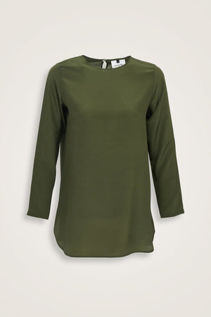 Imannoor x Rawdah Solid Color Green Crepe Silk Blouse