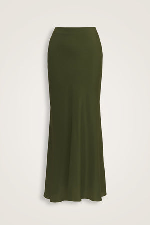 Imannoor x Rawdah Solid Color Green Crepe Silk Skirt