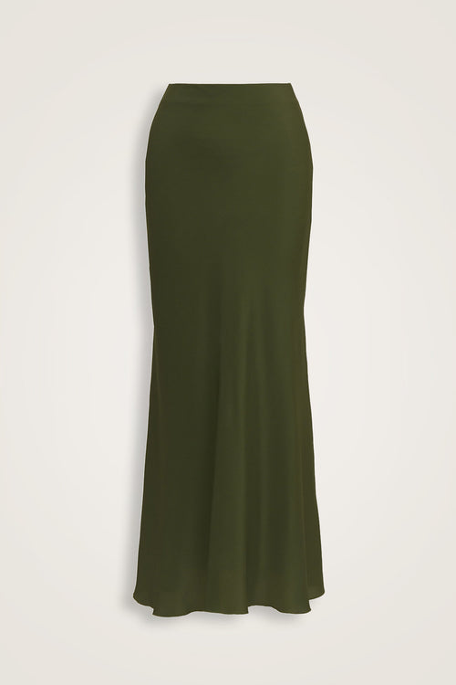 Imannoor x Rawdah Solid Color Green Crepe Silk Skirt