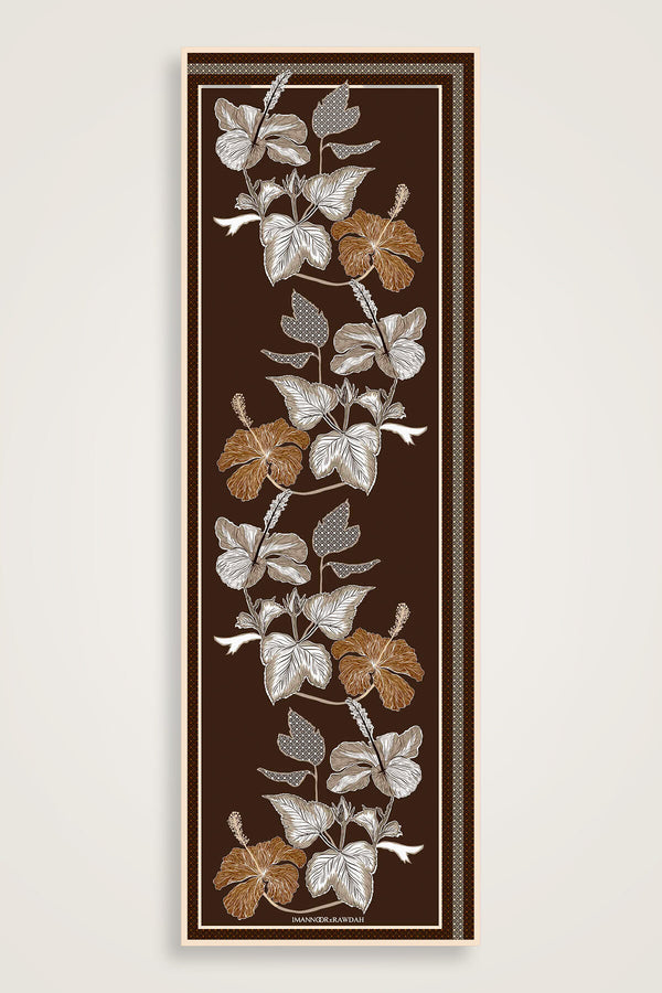 İmannoor x Rawdah Mecca Rose Brown Floss Viscose Shawl 70x210