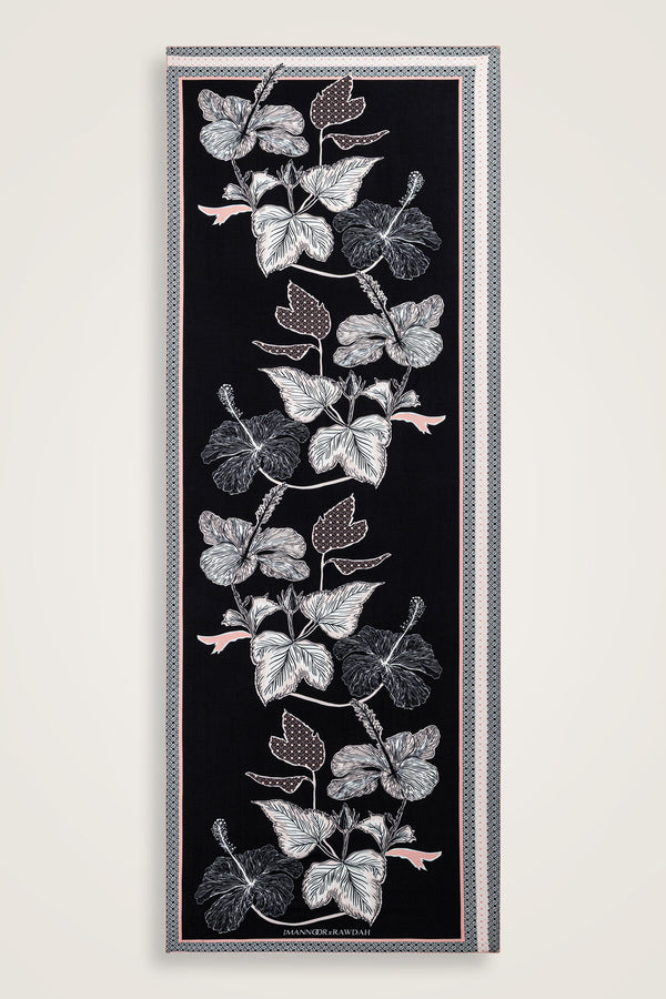 Imannoor x Rawdah Mecca Rose Pink-Black Viscose Shawl