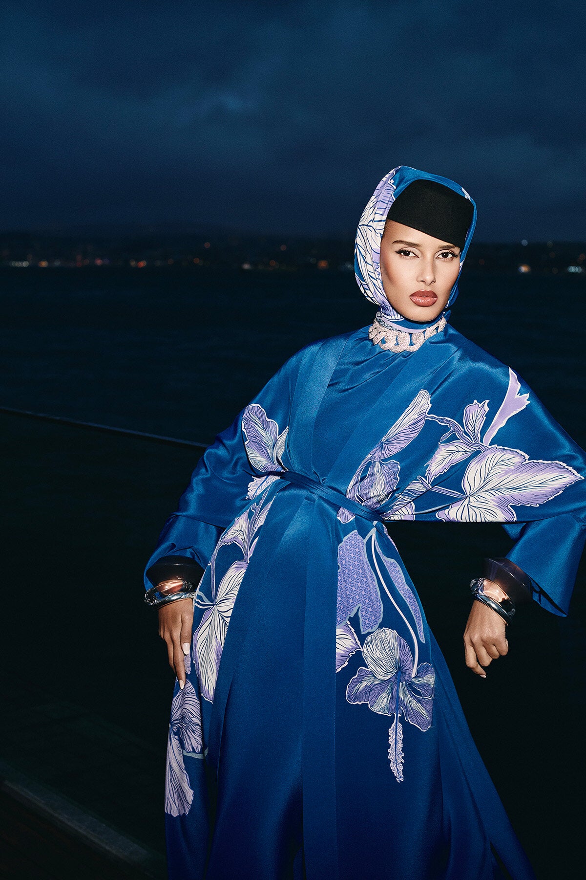İmannoor x Rawdah Mekke Gülü Saks Krep İpek Kimono