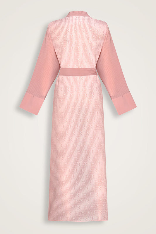İmannoor x Rawdah Monogram Degrade Pembe İpek Kimono